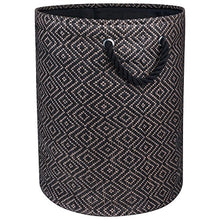 Load image into Gallery viewer, DII Diamond Basketweave, Woven Paper Storage or Laundry Bin, Large Round, 15x20&quot;, Stone/Black
