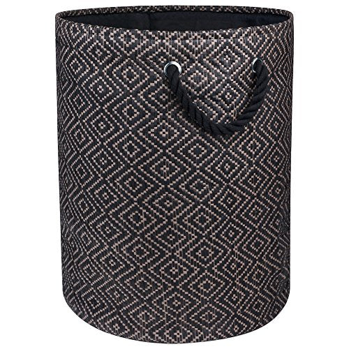 DII Diamond Basketweave, Woven Paper Storage or Laundry Bin, Large Round, 15x20