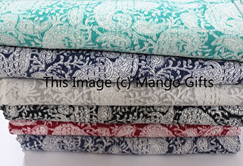 Mango Gifts Pure Cotton Twin Size Kantha Quilt Bed Spread , Indian Gudri Bed Cover 60