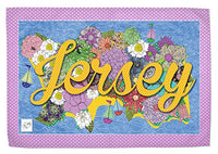 Jersey Flower Island Tea Towel | MollyMac | Pretty Kitchen Home Decor | Cute Dish Cloth with Hanging Loop | Made in UK | Souvenir