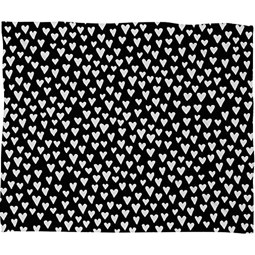 Deny Designs Little Hearts On Black Plush Fleece Throw Blanket, 50 x 60