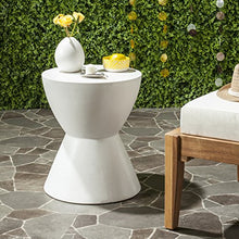 Load image into Gallery viewer, Safavieh Outdoor Collection Athena Modern Concrete Round 17.7-inch Accent Table Ivory
