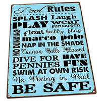 HBA Pool Rules Metal Sign, Motivational Rules, Swimming Pool Sign, Positive Thinking, Modern Decor