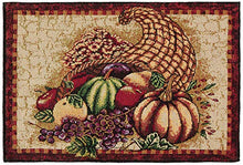 Load image into Gallery viewer, Violet Linen Fall Harvest Thanksgiving Autumn Leaves Sunflowers Fruits Pumpkins Tapestry Pattern, Polyester Cotton Woven Tapestry , Cornucopia, 13 X 19, Rectangler Set of 4, Decorative Place Mats
