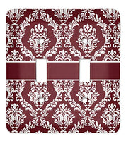 Maroon & White Light Switch Cover (2 Toggle Plate) (Personalized)