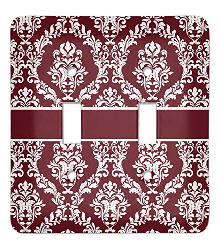 Maroon & White Light Switch Cover (2 Toggle Plate) (Personalized)