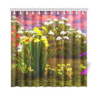 CTIGERS Flower Shower Curtain for Kids Beautiful Narcissus Polyester Fabric Bathroom Decoration 72 x 72 Inch