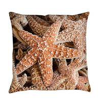 Truly Teague Burlap Suede or Woven Throw Pillow Collection of Starfish - Outdoor, 18 Inch