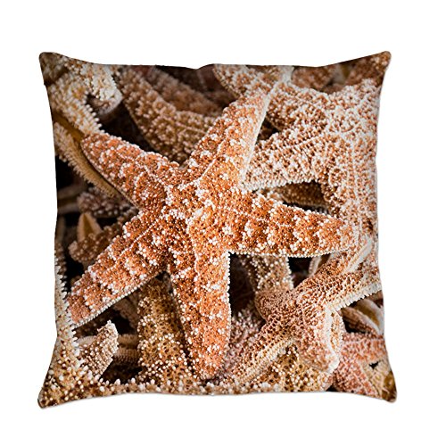 Truly Teague Burlap Suede or Woven Throw Pillow Collection of Starfish - Woven, 14 Inch