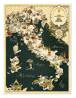 Gourmet Map of Italy - Carta Gastronomica de Bel Paese circa 1949 - measures 24 inches x 32 inches (610 mm x 813 mm)