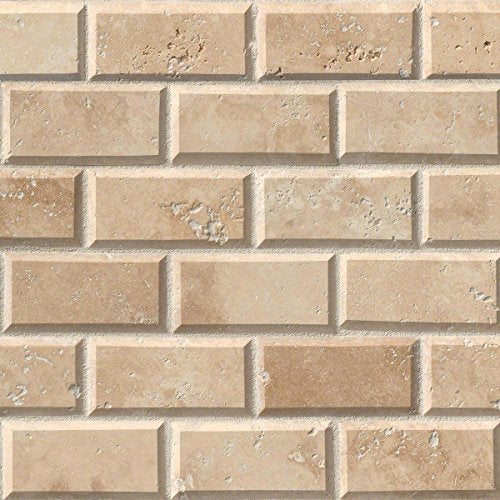 M S International Tuscany Ivory 12 In. X 12 In. X 10mm Honed Beveled Travertine Mesh-Mounted Mosaic Tile, (10 sq. ft., 10 pieces per case)
