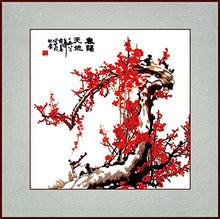 Load image into Gallery viewer, Grace Art, Large Asian Silk Embroidery Art Wall Hanging, Plum Blossom
