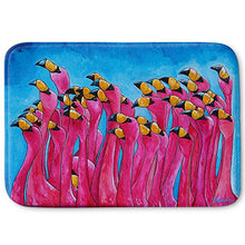 Load image into Gallery viewer, Dia Noche Memory Foam Bathroom or Kitchen Mats by Patti Schermerhorn - Peace Love and Flamingos - Small 24 x 17 in
