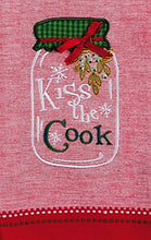 Load image into Gallery viewer, Kay Dee Kiss The Cook Mistletoe Mason Jar Embroidered 28 Inch Kitchen Tea Towel
