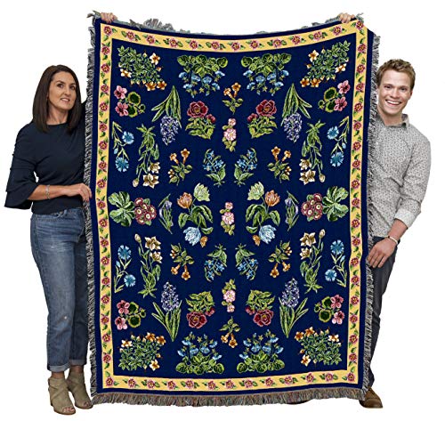 Greyson's Floral - Cotton Woven Blanket Throw - Made in The USA (72x54)