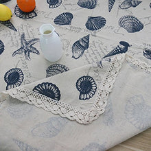 Load image into Gallery viewer, Queenie - 1 Pc Screen Print Cotton Table Cloth Sea Shell with Fringe, 55&quot; x 94.5&quot; (140 x 240 cm)
