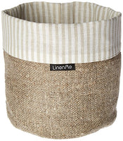 LinenMe Linen Lara Cotton Basket, 6 by 8-Inch, Beige/Natural