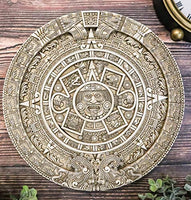 Ebros Gift Mexica Aztec Maya Solar Xiuhpohualli & Tonalpohualli Auspicious Wall Calendar Hand Painted Decor Sculpture 10.75