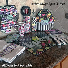 Load image into Gallery viewer, Retro Fishscales Right Oven Mitt &amp; Pot Holder Set w/ Couple&#39;s Names
