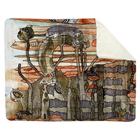 Mixed media art SHERPA fleece blanket. Artist brand of home accessories
