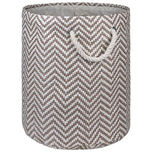 Load image into Gallery viewer, DII Chevron Woven Paper Collapsible Storage Bin Collection, Medium Round, 13.75x17, Stone
