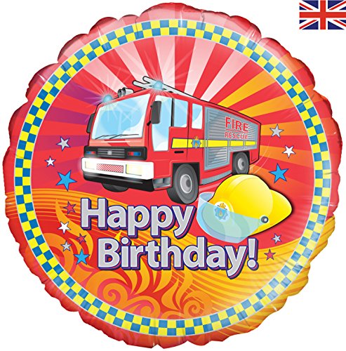 OakTree 228366 Happy Birthday Fire Engine 18 Inch Foil Balloon