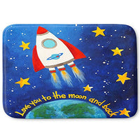 DiaNoche Designs Memory Foam Bath or Kitchen Mats by nJoy Art - Love you to the Moon Rocket, Large 36 x 24 in