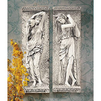 Design Toscano Water Maidens Wall Sculptures, 22 Inch, Dordogne and Seine Set of Two, Polyresin, Cream Stone