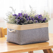 Load image into Gallery viewer, TheWarmHome Decorative Basket Rectangular Fabric Storage Bin Organizer Basket with Handles for Clothes Storage (Grey Patchwork, 15.7L11.8W8.3H)

