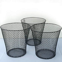 Black Wire Mesh Round Waste Basket (3 Pack), Set of 3