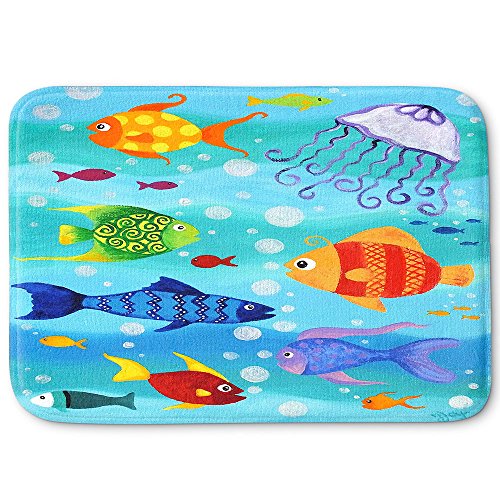 DiaNoche Designs Memory Foam Bath or Kitchen Mats by nJoy Art - Happy Fish, Large 36 x 24 in