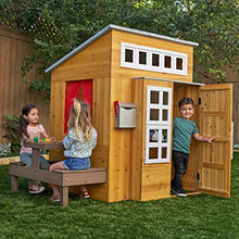 Load image into Gallery viewer, KidKraft Modern Outdoor Wooden Playhouse with Picnic Table, Mailbox and Outdoor Grill, Gift for Ages 3+
