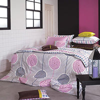 Pink & Blue Purple Circle Duvet Cover Set | Modern Pink Comforter Cover with Hidden Zipper and 2 Zippered Pillowcases | Girls Teens Bedding, King