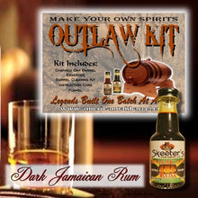 Load image into Gallery viewer, Barrel Aged Rum Making Kit - Create Your Own Dark Jamaican Rum - The Outlaw Kit from Skeeter&#39;s Reserve Outlaw Gear - MADE BY American Oak Barrel (Natural Oak, Black Hoops, 1 Liter)
