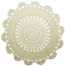 Load image into Gallery viewer, kilofly Handmade Crochet Round Cotton Lace Table Placemats Doilies Value Pack [Set of 4], Medallion, 13.3 x 13.0 inch, Beige
