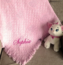 Load image into Gallery viewer, Custom Embroidered Monogrammed Girl Pink Cotton Woven Personalized Baby Blanket
