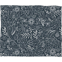 Deny Designs Botanical Sketchbook midnight Plush Fleece Throw Blanket, 50 X 60