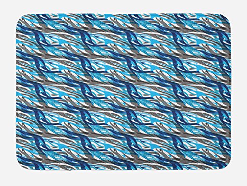 Ambesonne Abstract Bath Mat, Surreal Expressionism Inspired Image Modern Art Stripes Swirls Waves Trippy, Plush Bathroom Decor Mat with Non Slip Backing, 29.5