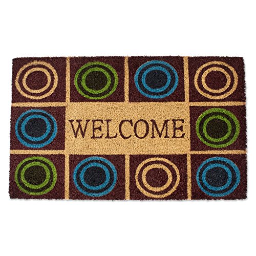 DII Natural Coir Doormat Outdoor Welcome Mat, 17x29, Circles