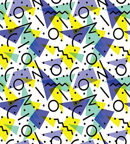 Ambesonne Modern Duvet Cover Set, Geometrical Retro 80s Themed