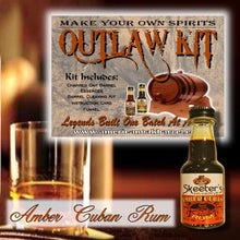 Load image into Gallery viewer, Barrel Aged Rum Making Kit - Create Your Own Amber Cuban Rum - The Outlaw Kit from Skeeter&#39;s Reserve Outlaw Gear - MADE BY American Oak Barrel (Natural Oak, Black Hoops, 2 Liter)
