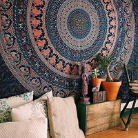 Popular Handicrafts Tapestry Wall hangings Hippie Mandala Bohemian Psychedelic Indian Bedspread Magical Thinking Tapestry 84x90 Inches,(215x230cms) Neavy Blue